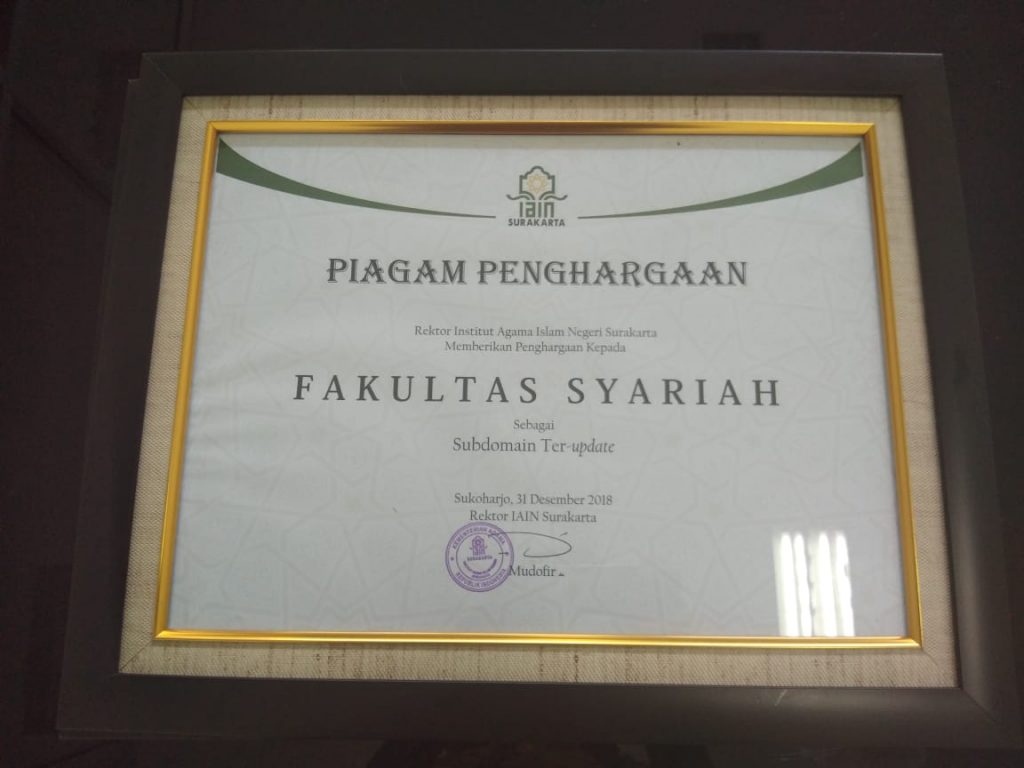Penghargaan Fakultas Syariah