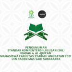 Pengumuman Standar Kompentensi Lulusan (SKL) Ibadah & Al-Qur’an Mahasiswa Fakultas Syariah Angkatan 2021